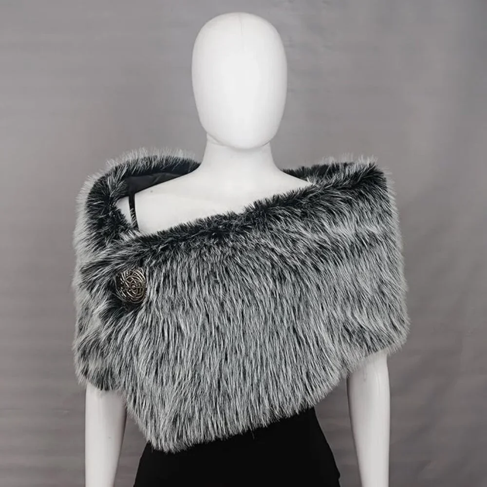 Gray Faux Fur Wrap - Picture 5 of 5